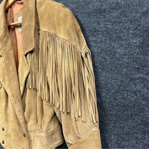 Vintage Real Life Suede Leather Fringe Jacket Women’s Size Small - Picture 5 of 16